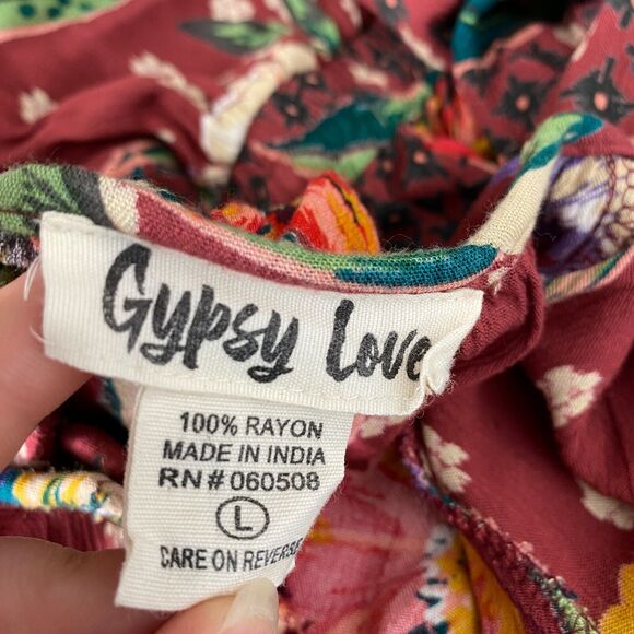 Gypsy Love Dress Women Large Floral Tiered Boho Summer Flowy Sundress Tie Waist - Picture 10 of 13